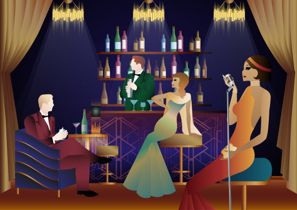 在俱乐部里与歌手和酒保聚会图片下载