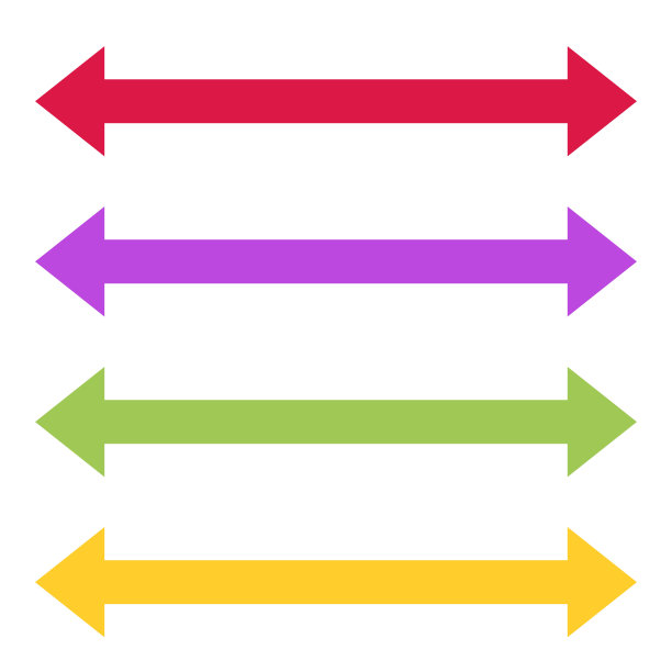 一组直的长箭头。彩色水平双箭头。矢量图图片下载