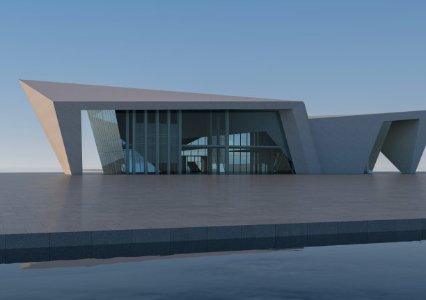 空旷的广场前的现代建筑图片下载