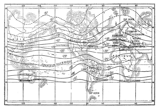 仿古插图:等温线温度图图片下载
