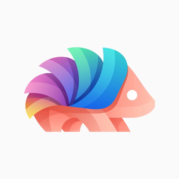 矢量插图豪猪渐变彩色风格图片下载