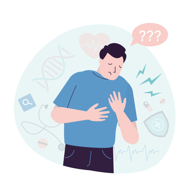 有心脏问题的不快乐的人。男患者主诉心脏疼痛，心脏疾病，病理。心脏和循环系统有问题。心脏病发作，身体不适。图片下载