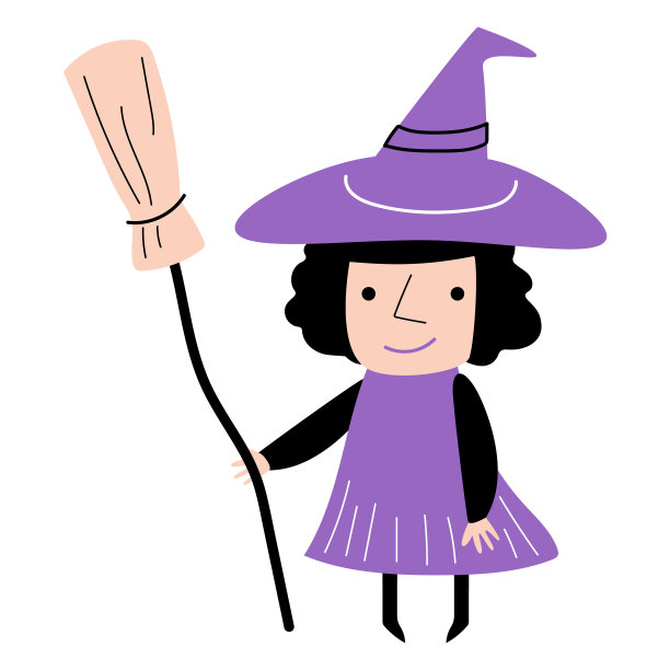 女巫。万圣节卡通人物。向量。图片下载