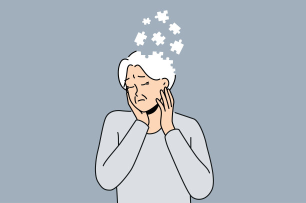 老年妇女患有痴呆症和失忆，需要专门的照顾者图片下载