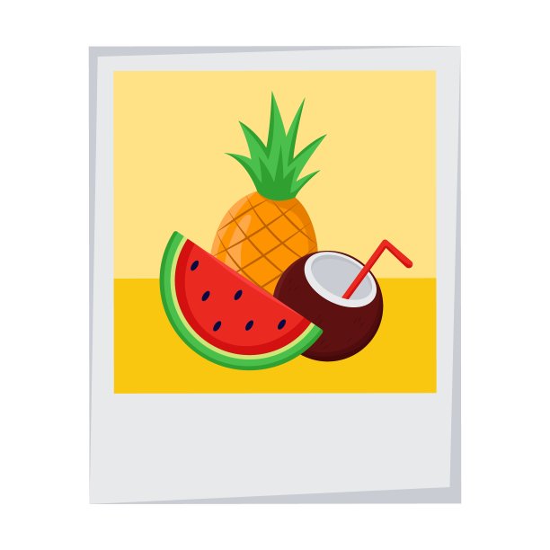 明亮的假日照片与异国情调的水果矢量插图图片下载