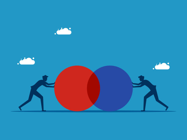 合并。两个商人互相推着圈子图片下载