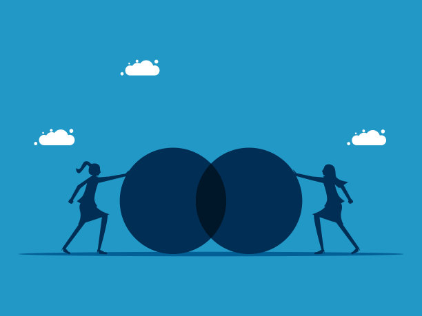 业务合作。两个女商人互相推着圈子图片下载