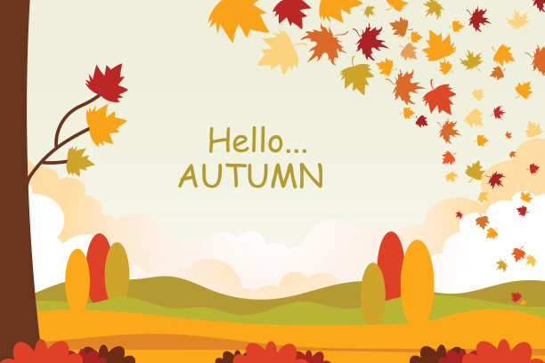美丽的秋天景观矢量插图图片下载