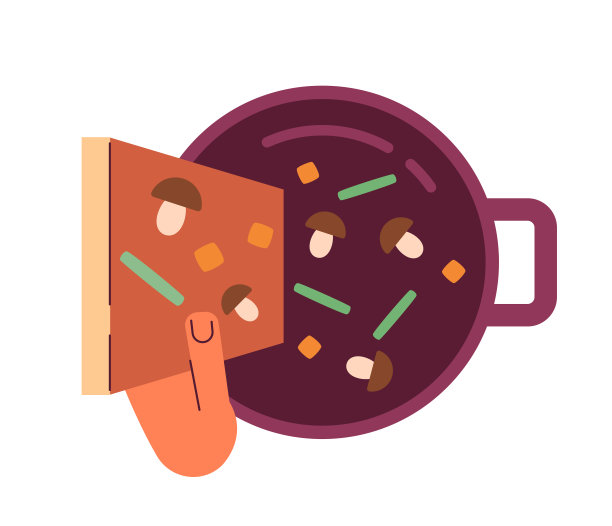 将蔬菜倒入平底锅中，半平面颜色矢量对象图片下载