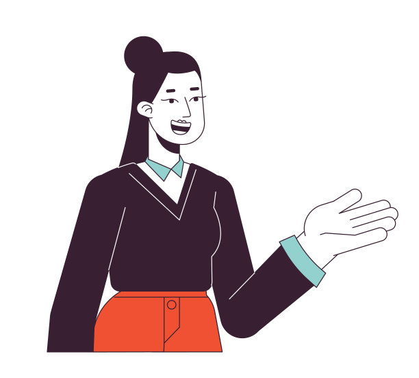 亚洲女上班族推荐意见扁平线色矢量性格图片下载