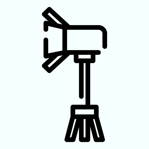 聚光灯线图标。灯的动力光摄影矢量插图孤立在白色上。泛光灯轮廓样式设计和应用程序。图片下载