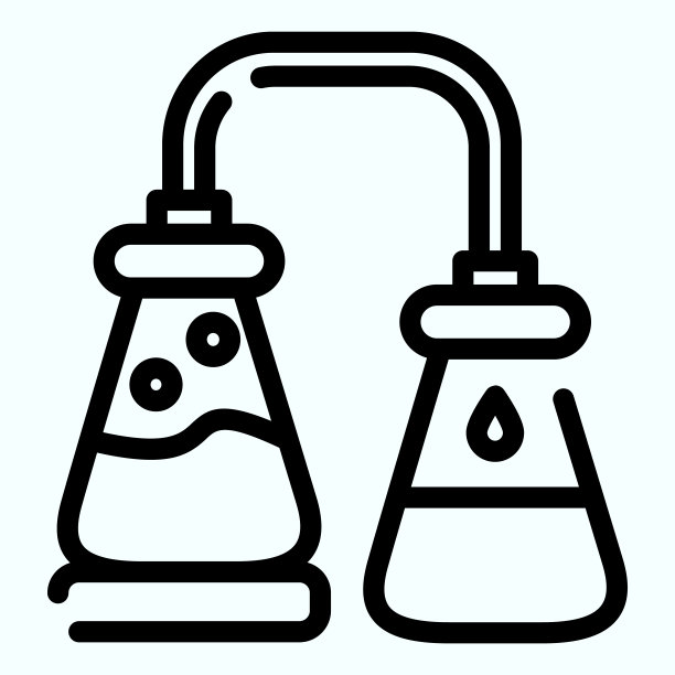 实验实验室线图标。化学实验载体插图孤立在白色。液体轮廓样式设计和应用程序。图片下载