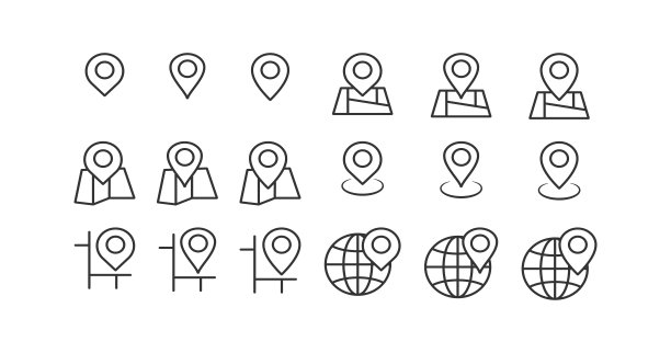 地图图钉图标集矢量图图片下载