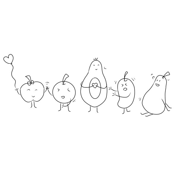 一群有机水果站在一起，充满了快乐的情绪。图片下载