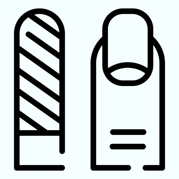 美甲线图标。修剪美甲矢量插图隔离在白色。一个手指和指甲锉轮廓设计的风格和应用程序。图片下载