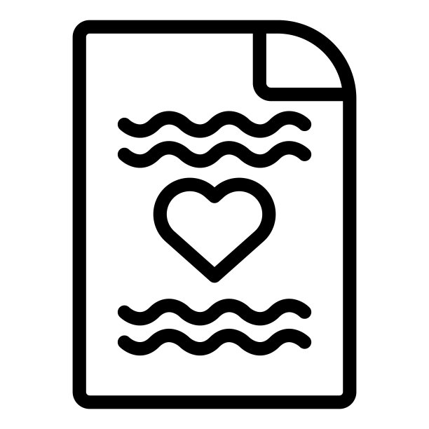 情书线图标。浪漫的字母与心脏符号插图孤立的白色。复古的纸信与心脏轮廓风格设计和应用程序。图片下载