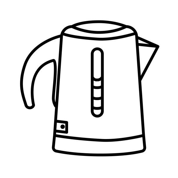 煮水的电水壶细线图标，家用电器概念，白色背景的热水器标志，移动的现代电茶壶轮廓。矢量图形。图片下载