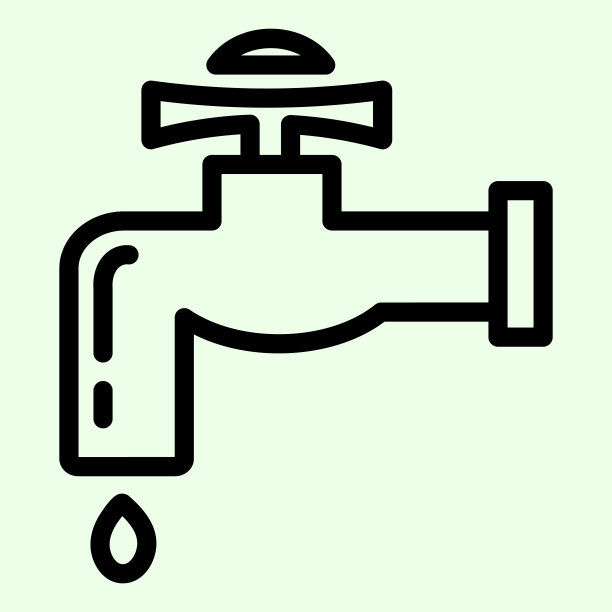 水龙头线图标。水龙头漏水与白色背景滴水轮廓风格象形文字。房屋维修及建筑标志移动概念网页设计。矢量图形。图片下载