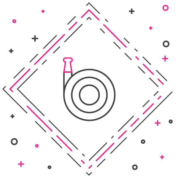 线花园软管图标孤立的白色背景。喷枪图标。灌溉设备。色彩缤纷的轮廓概念。向量图片下载