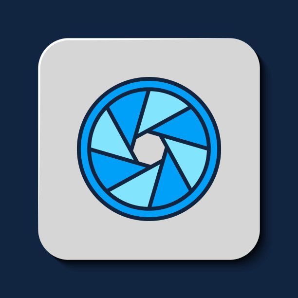 相机快门图标被隔离在蓝色背景上。向量图片下载