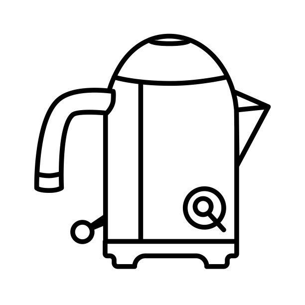 现代电水壶细线图标，家用电器概念，白底电钢热水器标志，移动轮廓电茶壶。矢量图形。图片下载