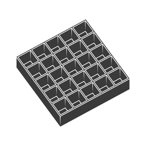 塑料存储盒与分隔网格字形图标隔离在白色背景。矢量插图。图片下载