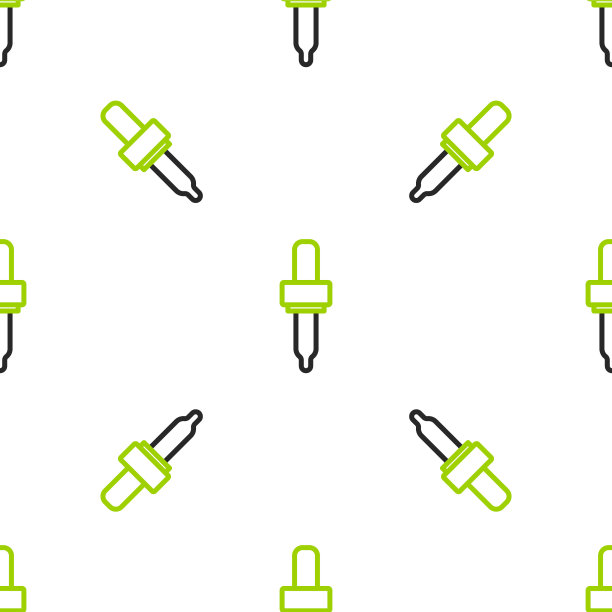 线移液器图标隔离无缝图案在白色背景。医疗、化妆品、化学实验室设备元件。向量图片下载