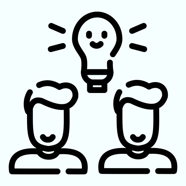 创意灯线图标。灯泡和两个人矢量插图隔离在白色。创意灯泡轮廓风格设计和应用程序。Eps 10。图片下载