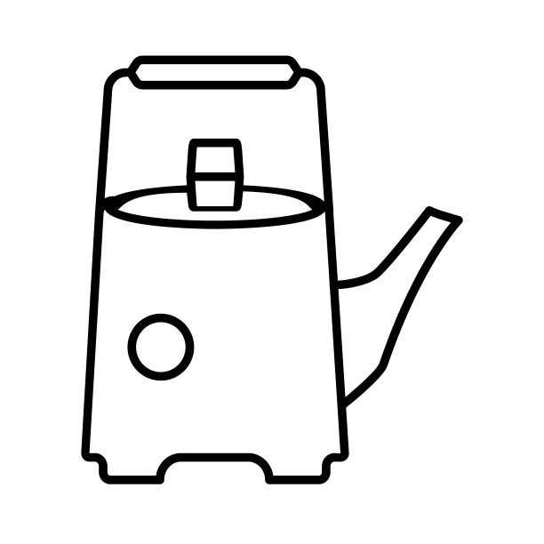 陶瓷咖啡壶细线图标，中国茶道概念，白色背景的直形茶壶标志，亚洲风格的炊具图标。矢量图形。图片下载