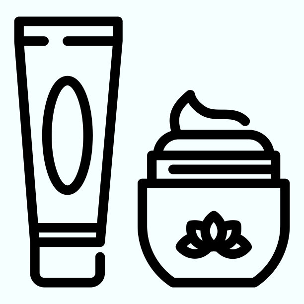 奶油线图标。两个瓶子与奶油矢量插图隔离在白色。美容液体轮廓设计的风格和应用程序。图片下载