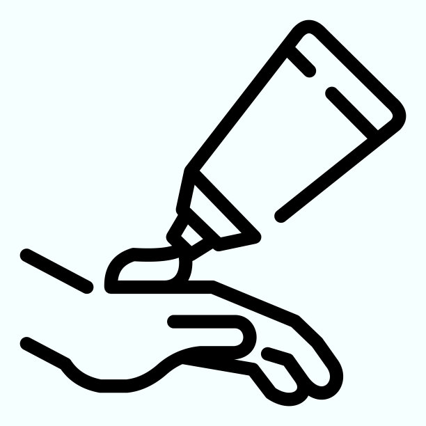 护手霜线图标。涂抹护手霜的手矢量插图隔离在白色。每日护手霜应用程序大纲样式设计和应用程序。图片下载