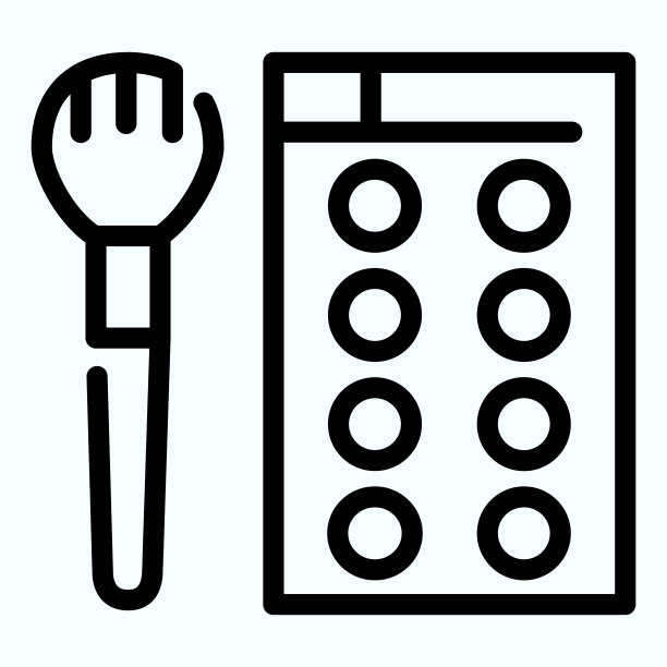 美容调色板线图标。眼影盒矢量插图孤立的白色。化妆调色板和刷轮廓样式设计和应用程序。图片下载