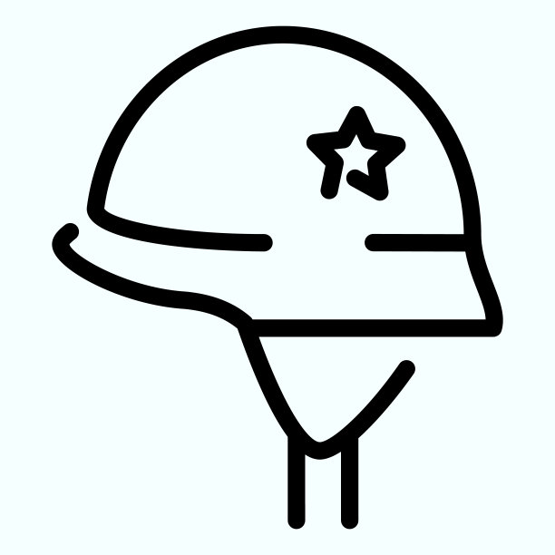 军用头盔线图标。美国军队头盔矢量插图孤立的白色。统一的轮廓样式设计和应用程序。图片下载