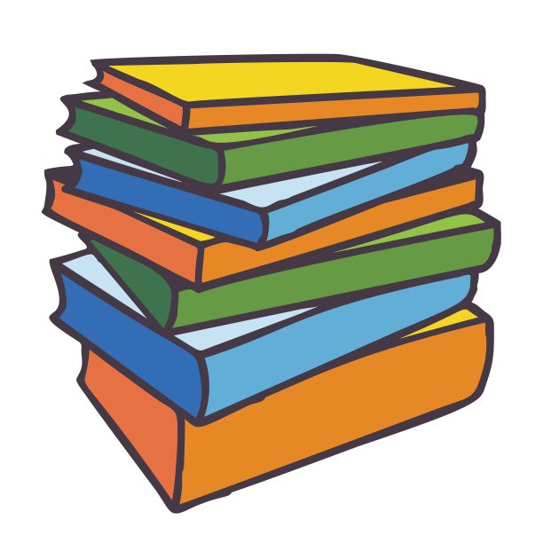 涂鸦书堆图标。彩色手绘书，日记或笔记本符号图片下载