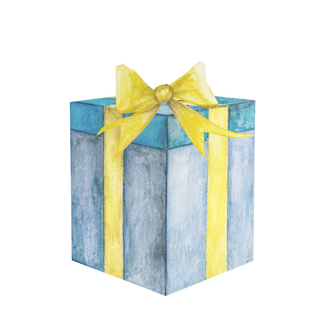 为生日、新年、圣诞节和其他节日的明信片制作的带有蝴蝶结的礼品盒水彩插图图片下载