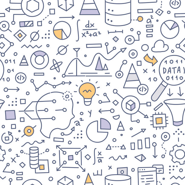 数据科学涂鸦无缝模式图片下载