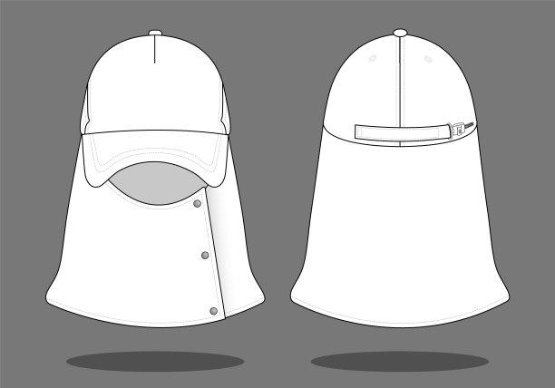 白色遮阳帽与保护脸脖子模板在灰色背景图片下载