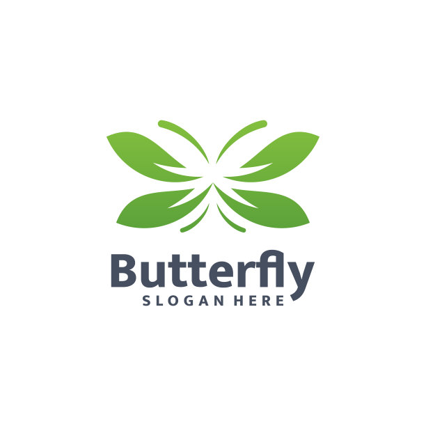 蝴蝶绿叶模板设计。矢量图图片下载