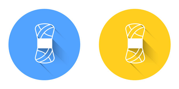 白色纱图标孤立与长阴影图片下载