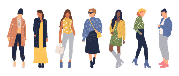 穿着各种服装的多民族妇女。图片下载