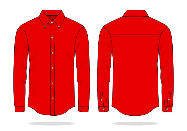 白色背景上的空白红色长袖礼服衬衫图片下载