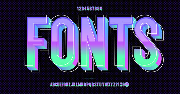 矢量字体趋势3D风格现代排版图片下载