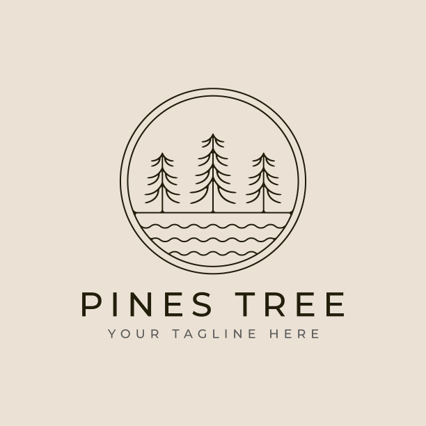 松树树标志图标和符号模板图形图片下载