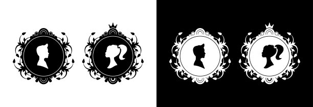 一个男人和一个女人的剪影在一个框架。图片下载