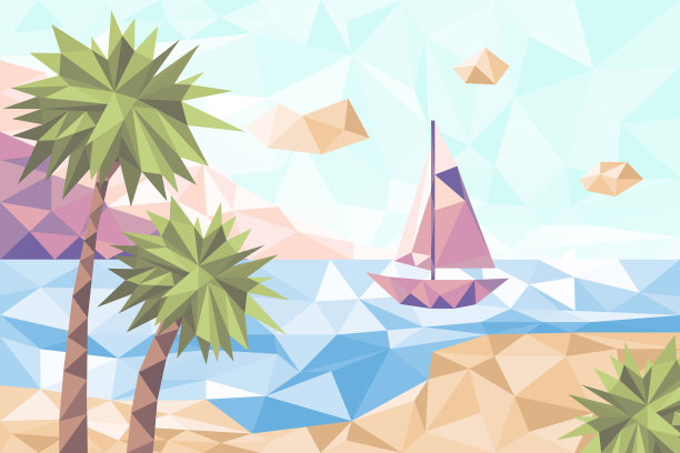 平面设计低聚景观图片下载