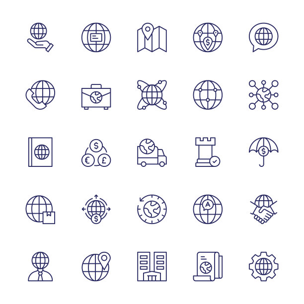 全球商业可编辑的笔画线图标图片下载