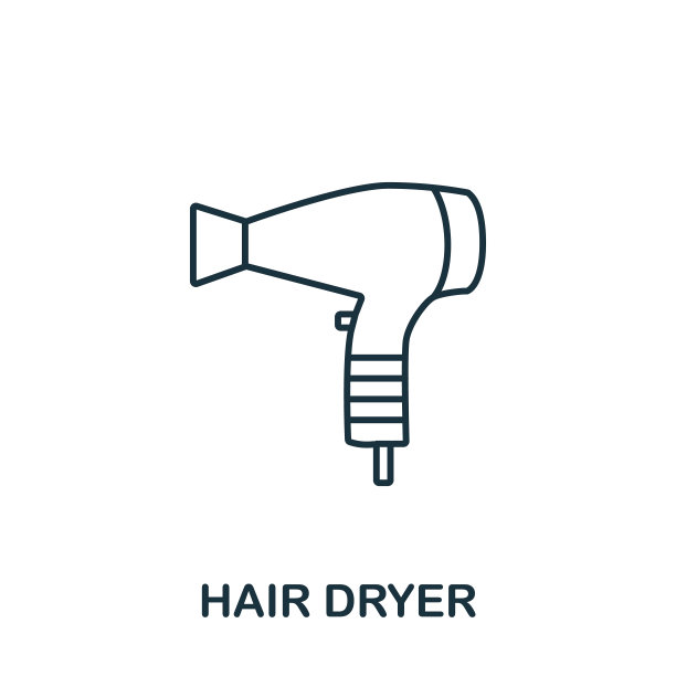 电吹风图标从化妆和美容收集。简单的线条元素电吹风符号的模板，网页设计和信息图图片下载