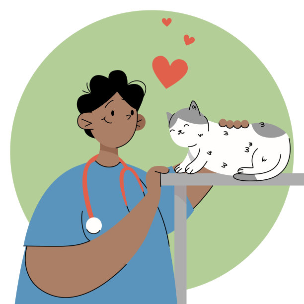 办公室里的兽医带着一只猫图片下载