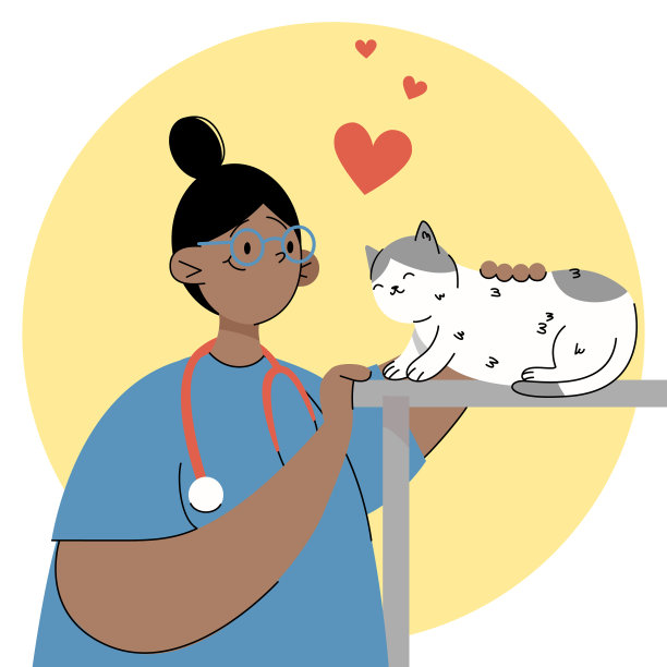 办公室里的兽医带着一只猫图片下载