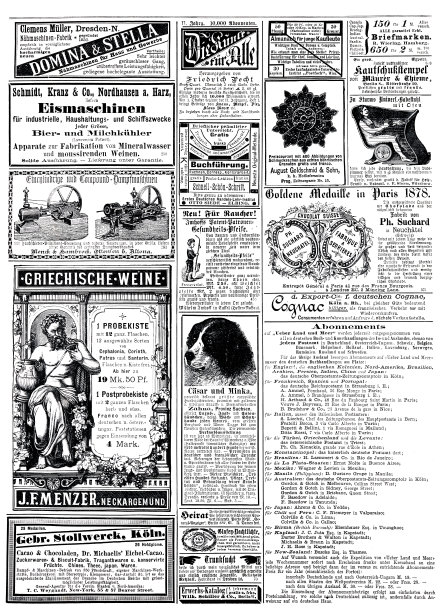 1887年德国杂志的广告，包括Suchard, Neuchâtel，瑞士图片下载